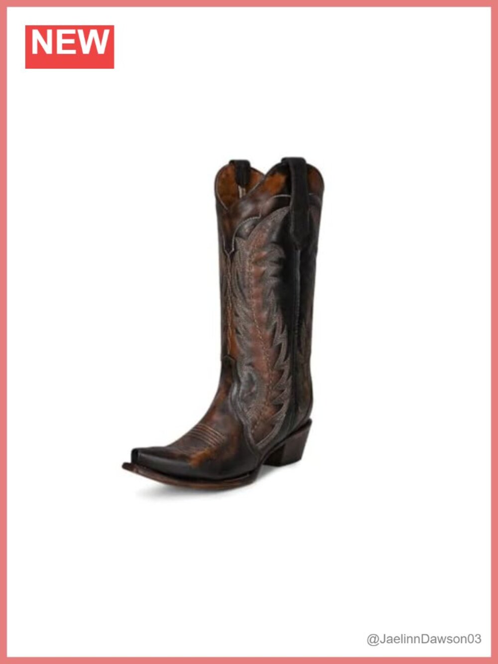 Women's Western Boots Snip Toe Leather Sole Embroidered Mid-Calf